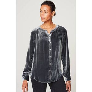 J. Jill Silver Gray Rayon & Silk Velvet Blouse, Size Medium